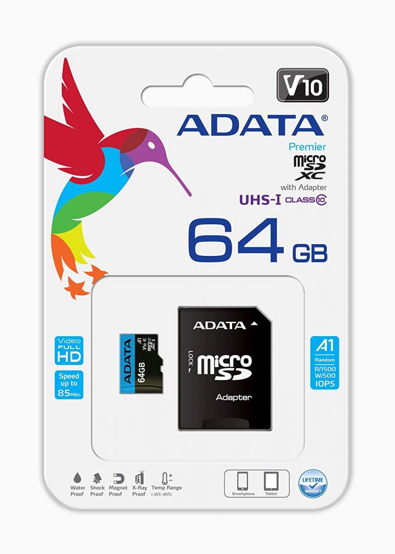 A-Data 64GB microSDXC Premier UHS-I Class10 V10 A1 + adapterrel