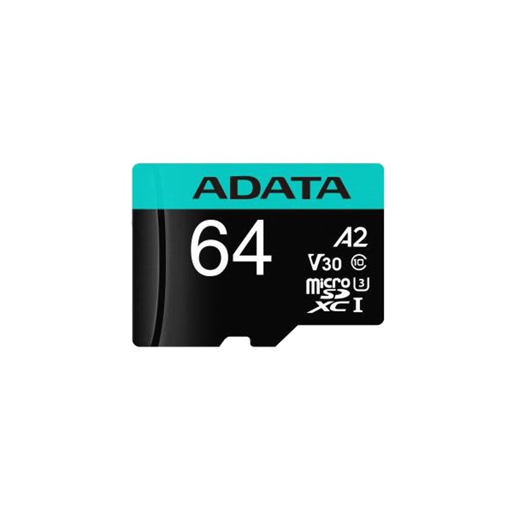 A-Data 64GB microSDXC Premier Pro Class 10 UHS-I U3 A2 V30 + adapterrel