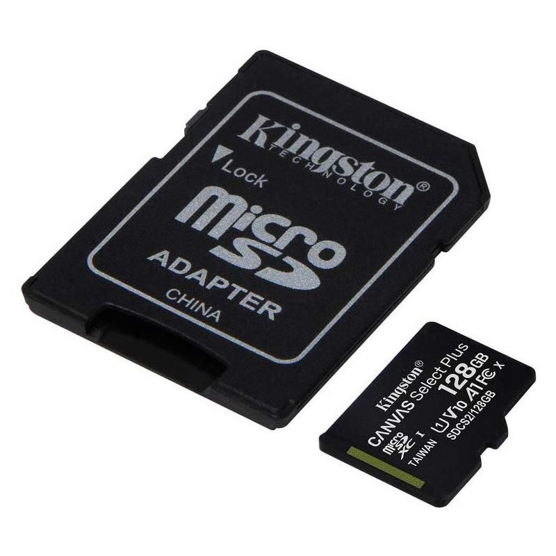 Kingston 128GB microSDXC Canvas Select Plus 100R A1 C10 Card + adapterrel