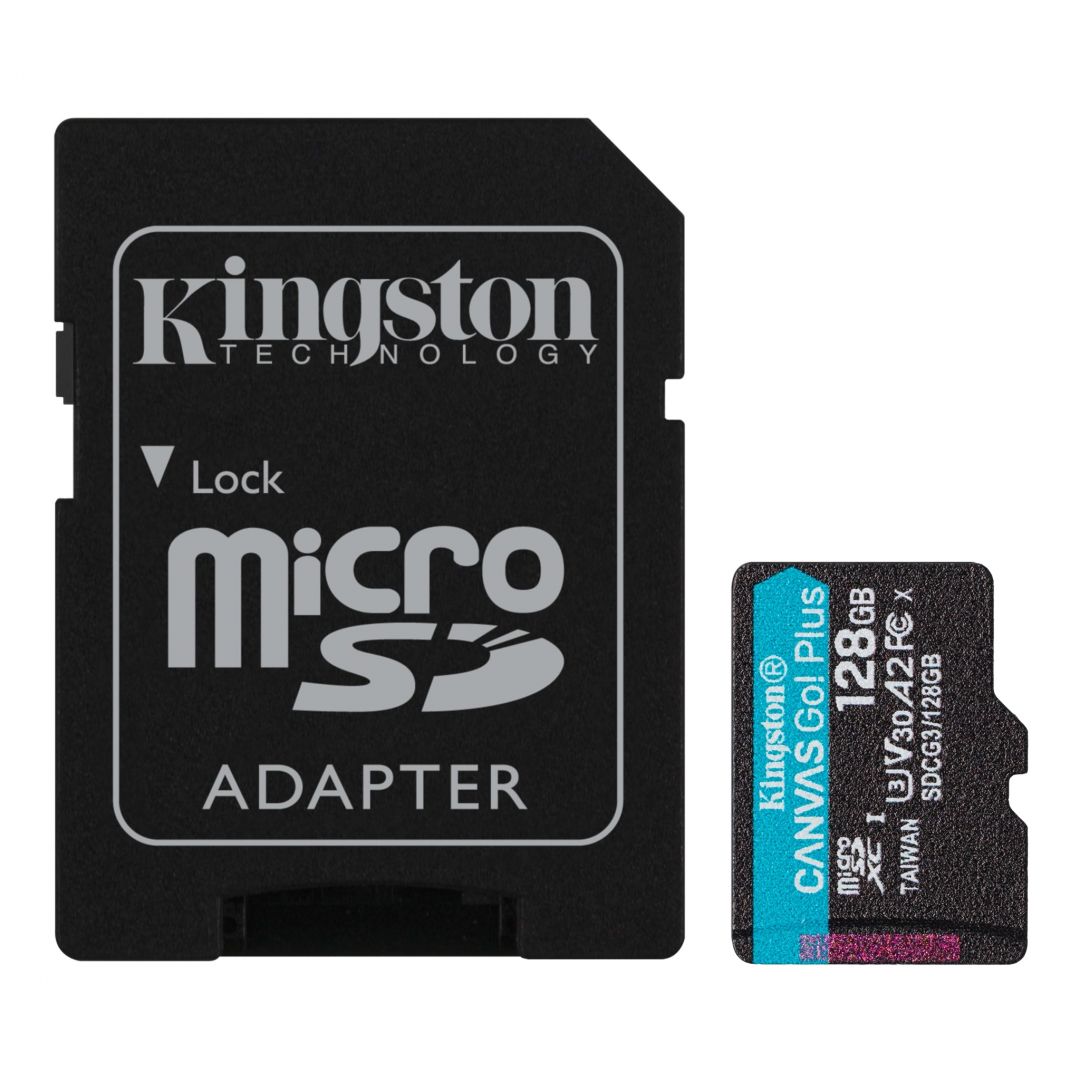 Kingston 128GB microSDXC Canvas Go! Plus 170R A2 U3 V30 Card + adapterrel