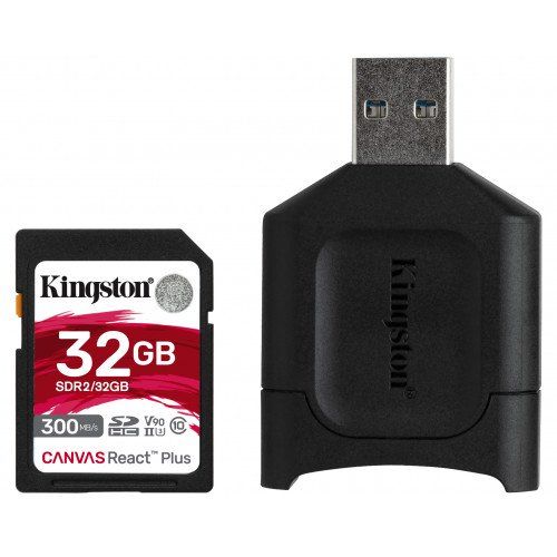 Kingston 32GB SDHC SDR2 Class 10 UHS-II U3 Canvas React Plus Kit + MLP SD Reader