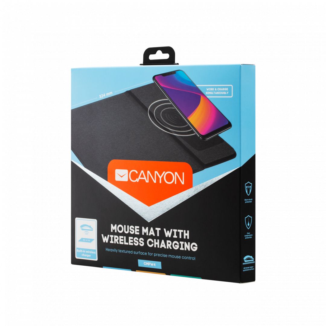 Canyon CNS-CMPW4 Mouse Mat with Wireless Charger mousepad Black