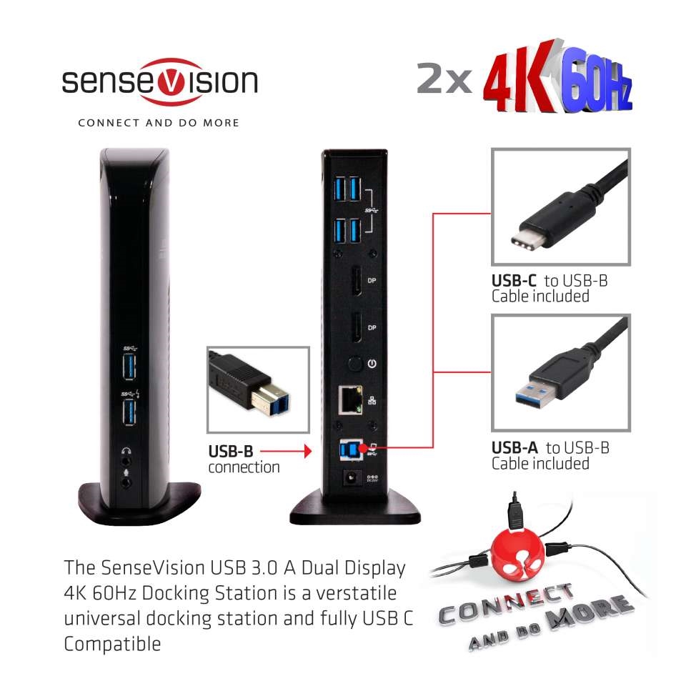 Club3D SenseVision USB3.0 Dual Display 4K 60Hz Docking Station