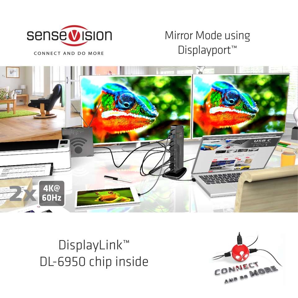 Club3D SenseVision USB3.0 Dual Display 4K 60Hz Docking Station