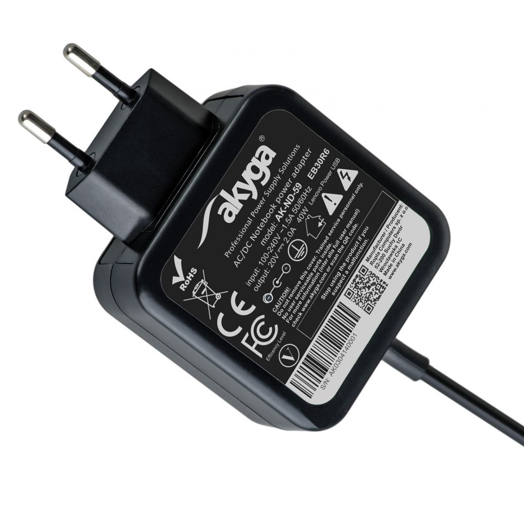 Akyga AK-ND-59 Adapter Lenovo 20V/2,0A 40W USB Power