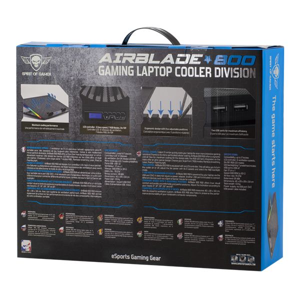 Spirit Of Gamer AirBlade 800 RGB Gaming Laptop Cooler Division Black/RGB