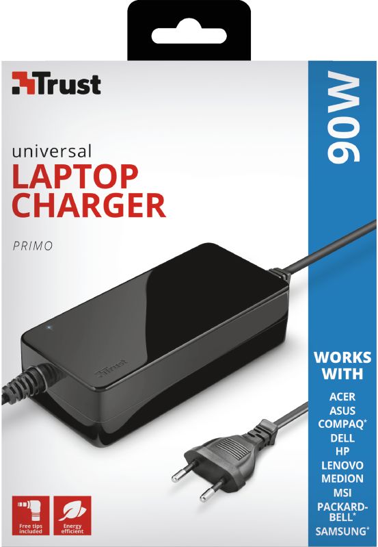 Trust Trust Primo 19V-90W hálózati fekete notebooktöltő