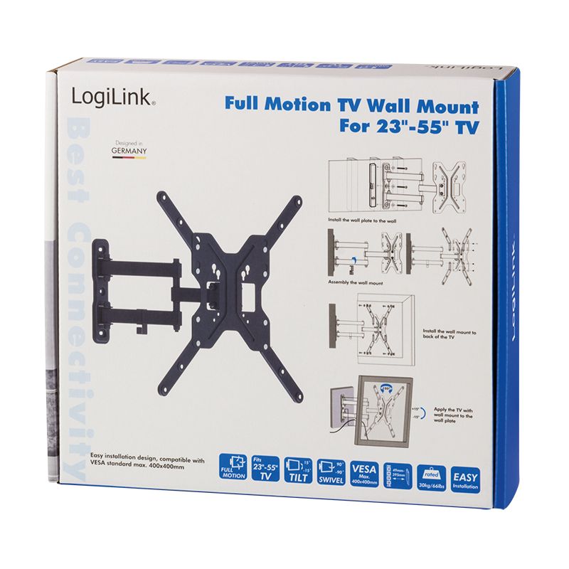 Logilink BP0016 TV wall mount, tilt -15/+15, swivel -90/90