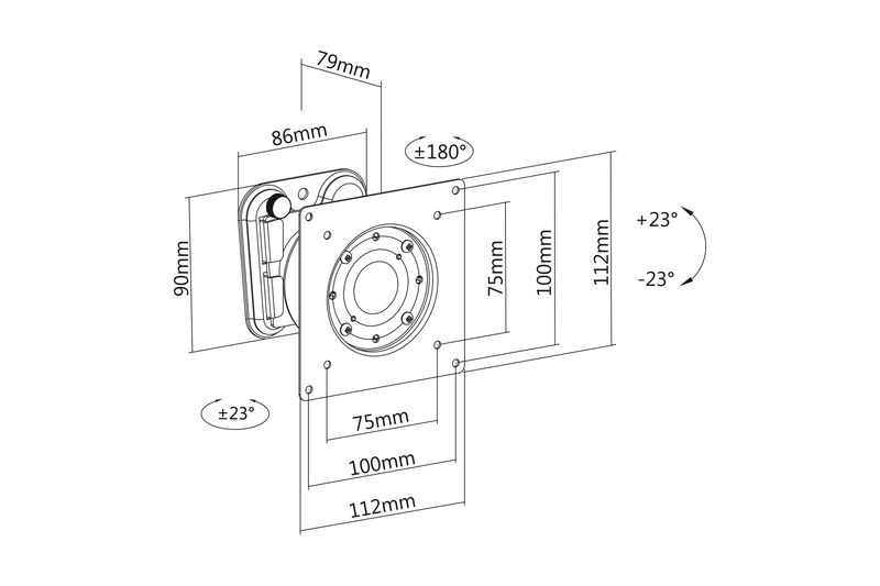 Digitus Monitor Arm, wall mount, 45° swivel, 360° Rotation