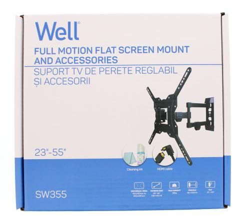 Well SW355P 23"-55" Full Motion Flat Screen Mount and Accessories