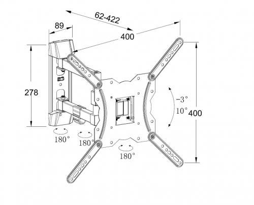 Well SW355P 23"-55" Full Motion Flat Screen Mount and Accessories