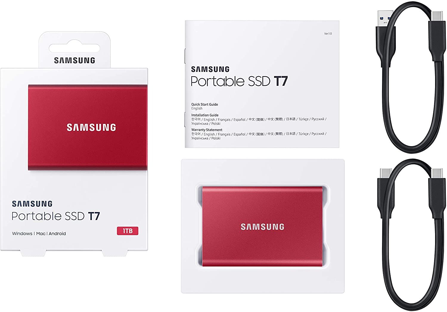 Samsung 500GB 2,5" USB3.2 T7 Touch Red