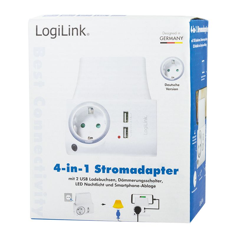 Logilink PA0165 USB Power Socket Adapter 2xUSB ports with phone holder