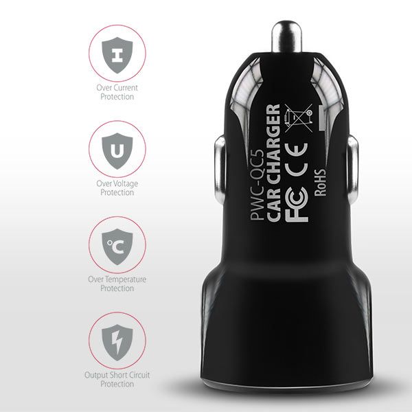 AXAGON PWC-QC5 QC3.0 + 2.4A Car Charger Black