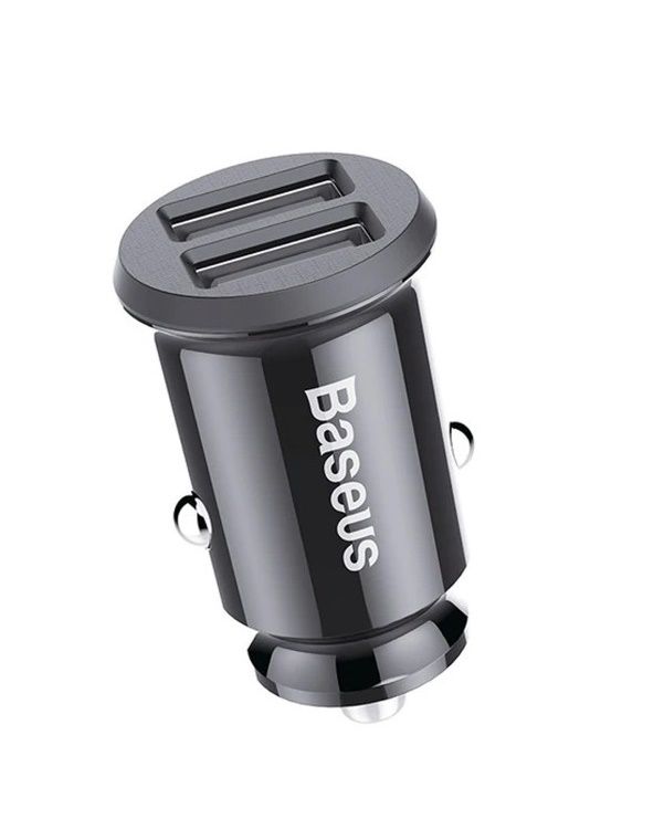 Baseus  Grain Car Charger Mini Universal Smart Car Charger Black