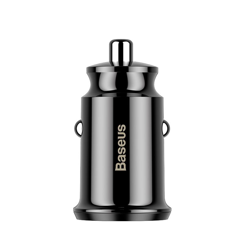 Baseus  Grain Car Charger Mini Universal Smart Car Charger Black