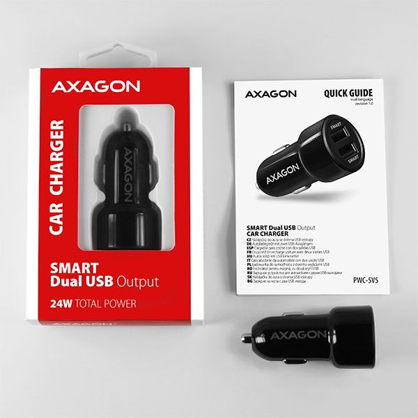 AXAGON PWC-5V5 2.4A + 2.4A Car Charger Black