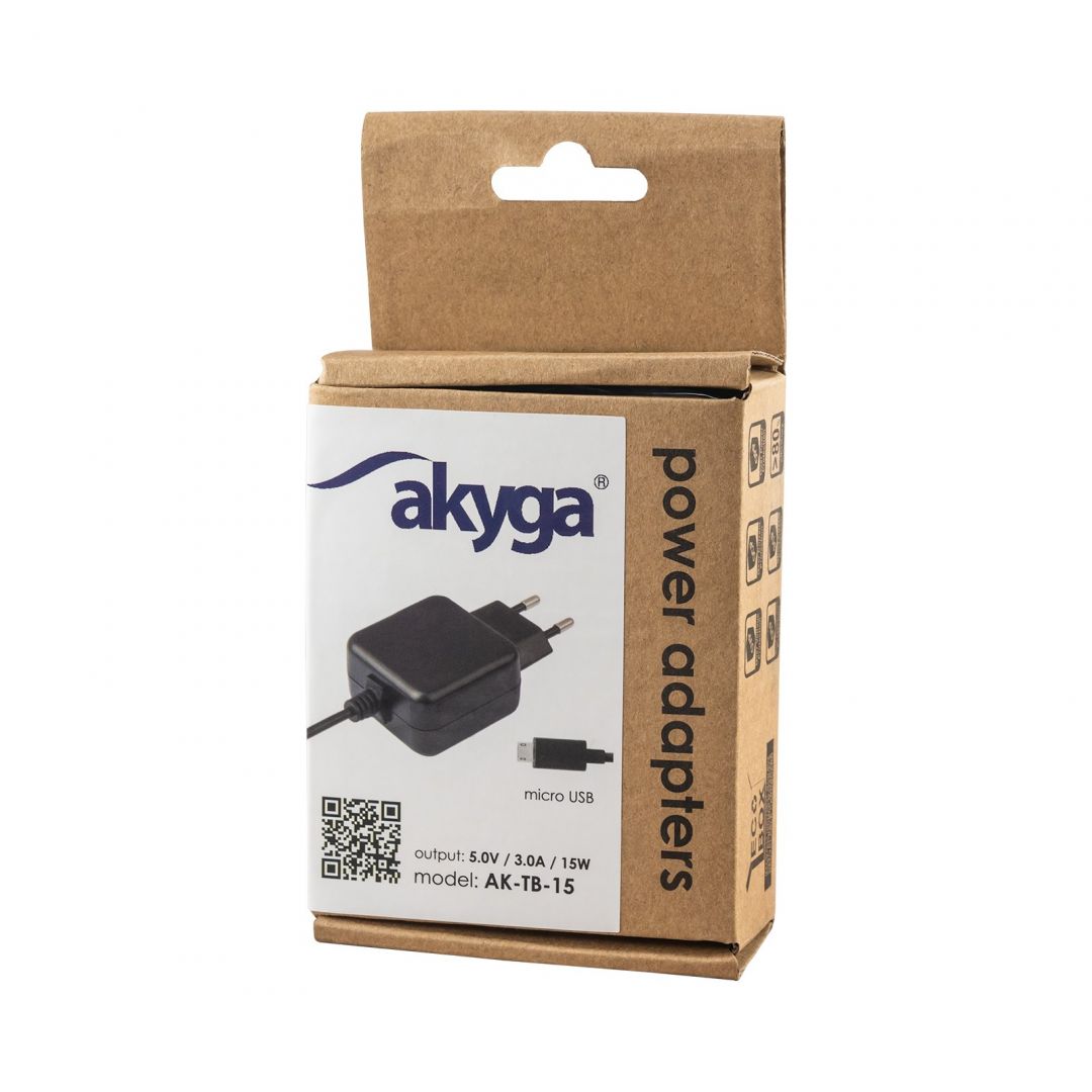 Akyga AK-TB-15 5V / 3A 15W micro USB Power Supply Black