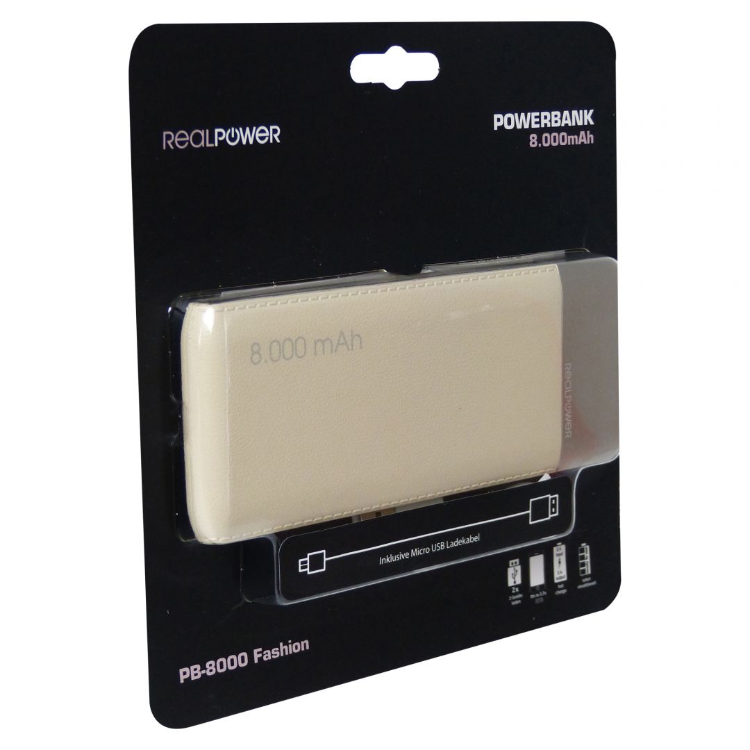 Realpower PB-8000 fashion 8000mAh Champagne