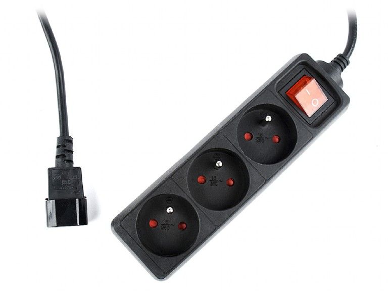 Gembird EG-PSU3F-01 UPS power strip 3 FR sockets fused switch C14 plug 0,6m cable black