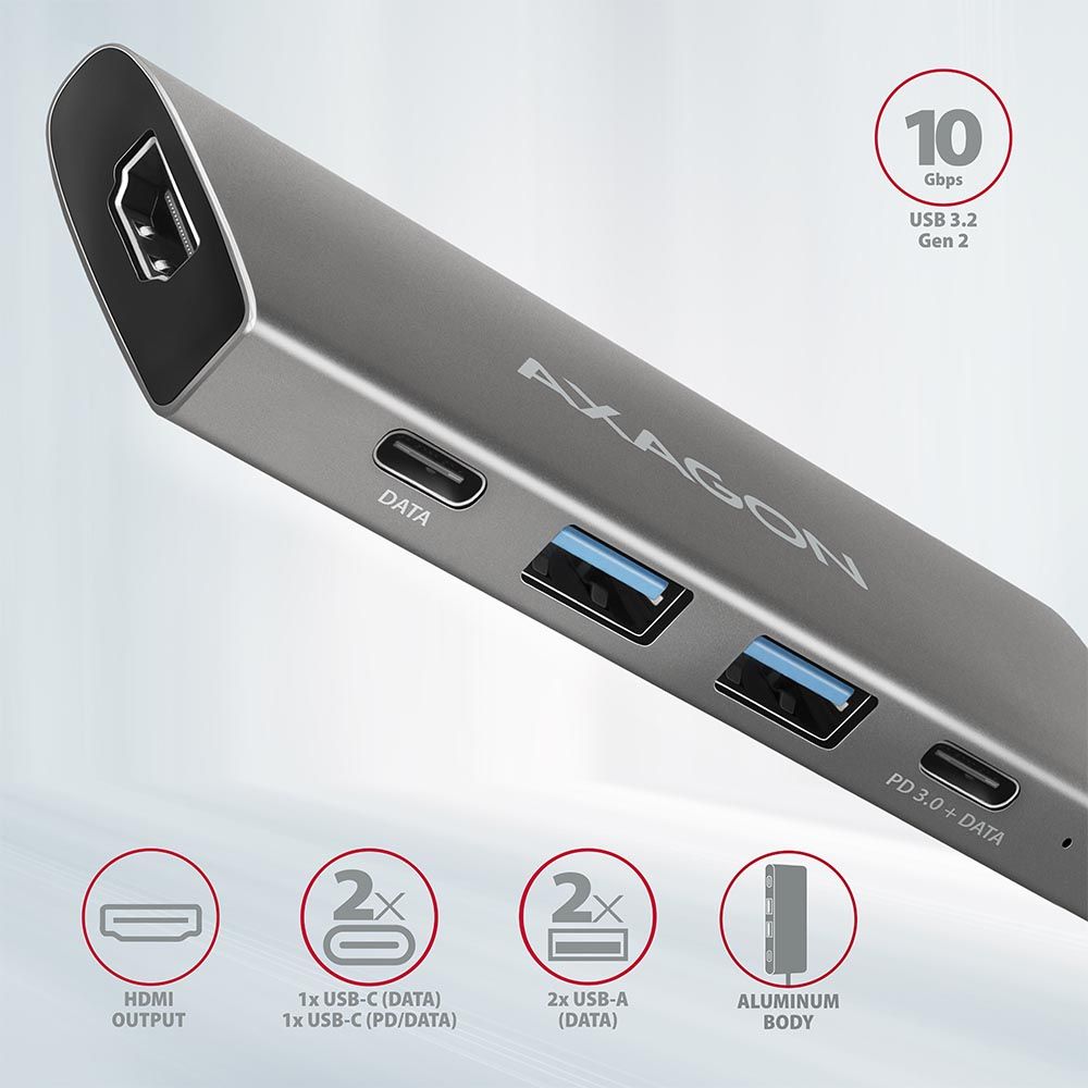 AXAGON HMC-5G2 SuperSpeed USB-C 10 Gbps SpeedSter 5H hub