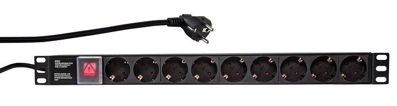 Logilink 19" power distribution unit with 9 sockets (DIN49440) with on/off switch