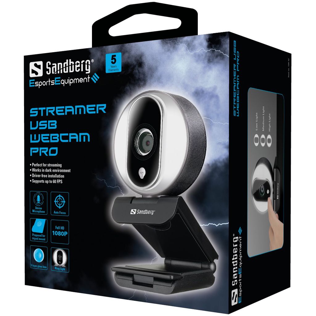 Sandberg Streamer USB Webcam Pro Full HD Webkamera Black,Silver