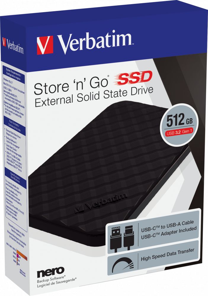 Verbatim 512GB USB 3.2 Store ''n'' Go Portable SSD Black