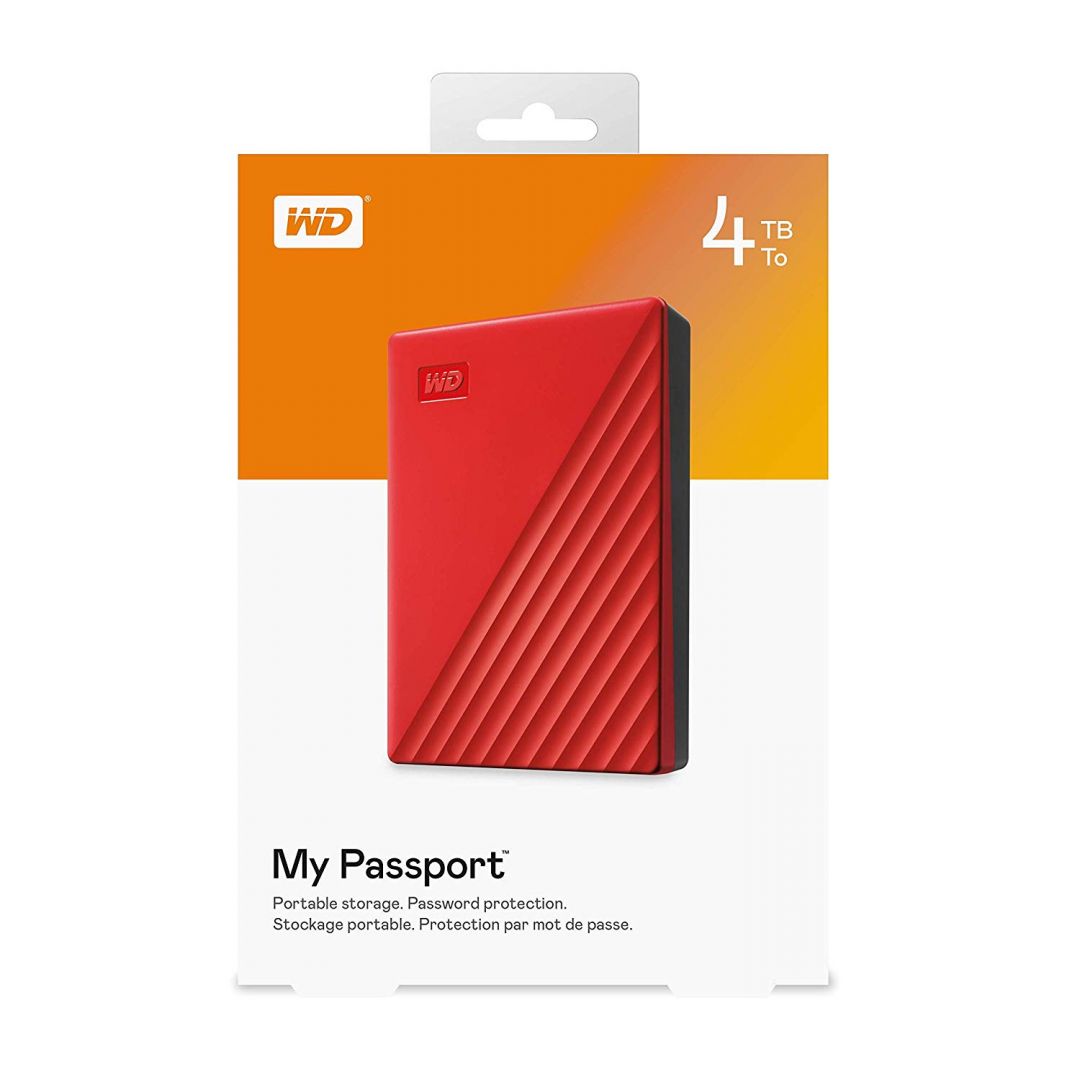 Western Digital 4TB 2,5" My Passport USB3.2 Red WDBYVG0040BRD