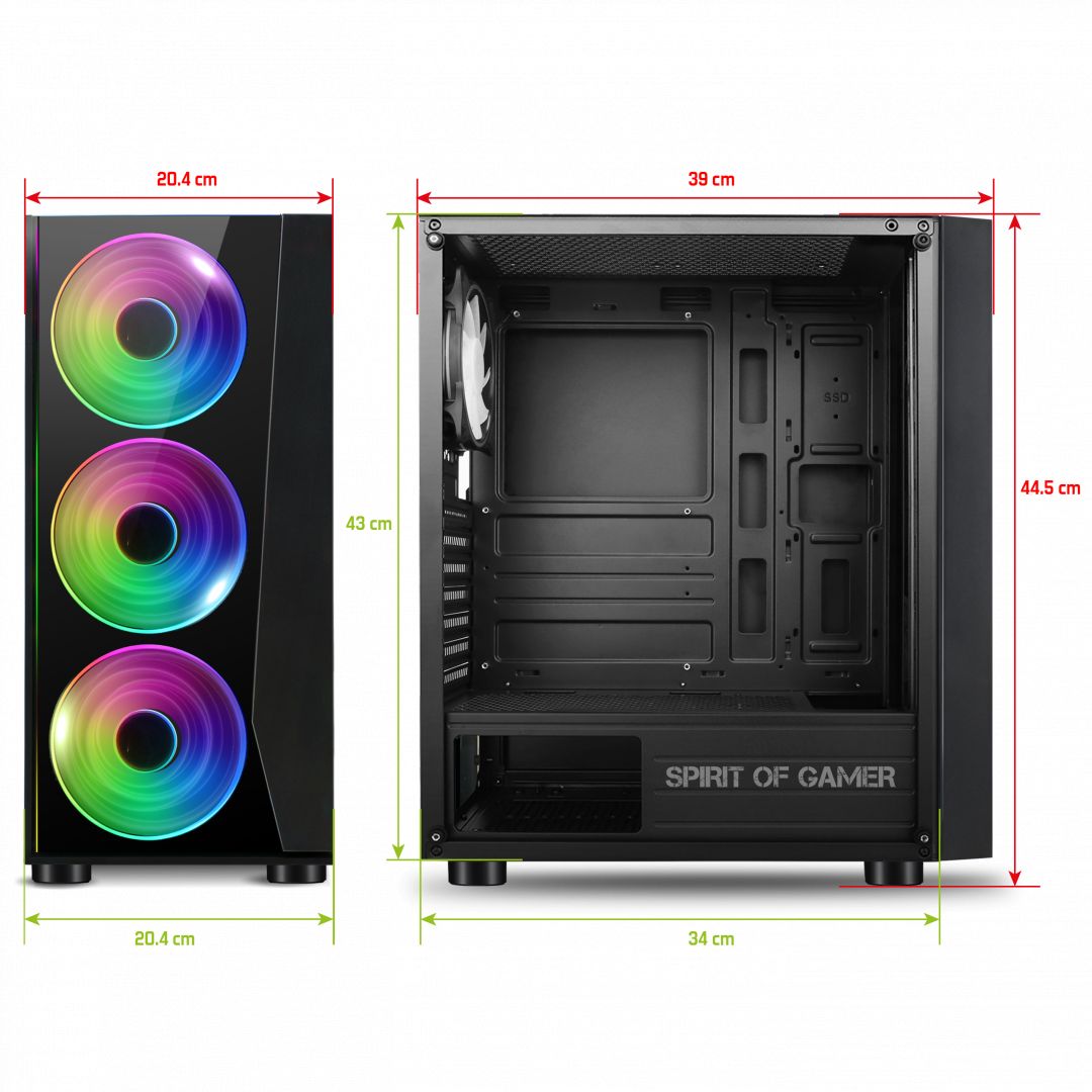 Spirit Of Gamer Ghost 5 RGB Tempered Glass Black