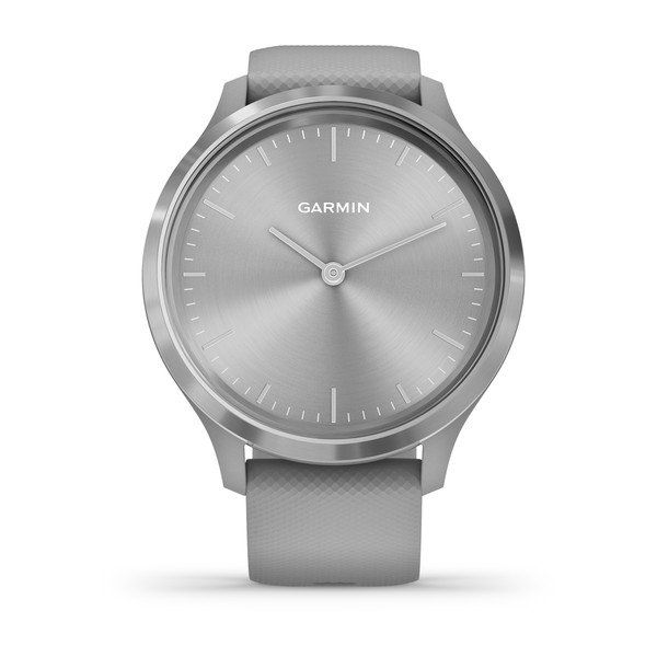 Garmin vívomove 3 Silver Stainless Steel Bezel with Powder Gray Case and Silicone Band