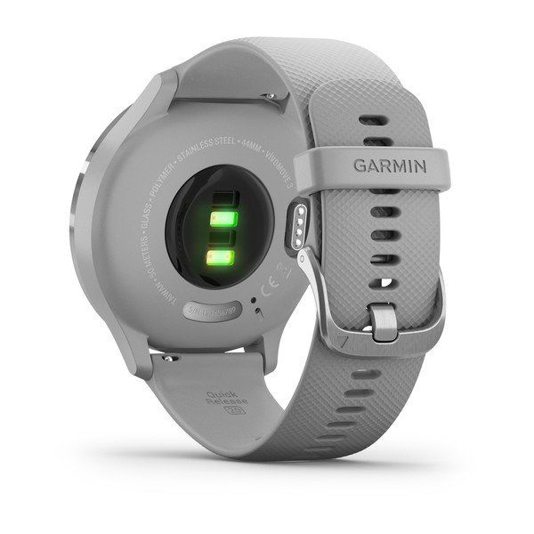 Garmin vívomove 3 Silver Stainless Steel Bezel with Powder Gray Case and Silicone Band