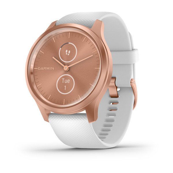 Garmin vívomove Style Rose Gold Aluminum Case with White Silicone Band