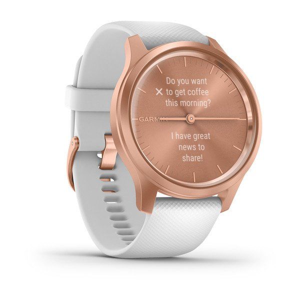 Garmin vívomove Style Rose Gold Aluminum Case with White Silicone Band