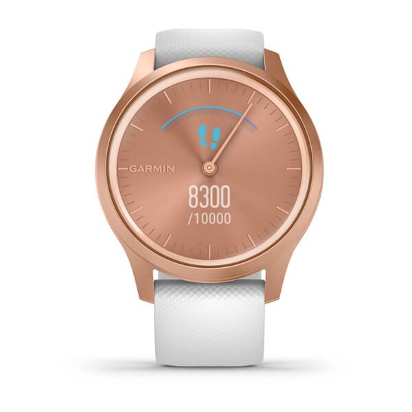 Garmin vívomove Style Rose Gold Aluminum Case with White Silicone Band