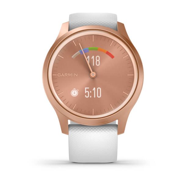 Garmin vívomove Style Rose Gold Aluminum Case with White Silicone Band