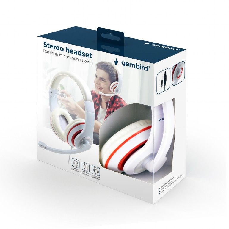 Gembird MHS-03-WTRD Stereo Headset White