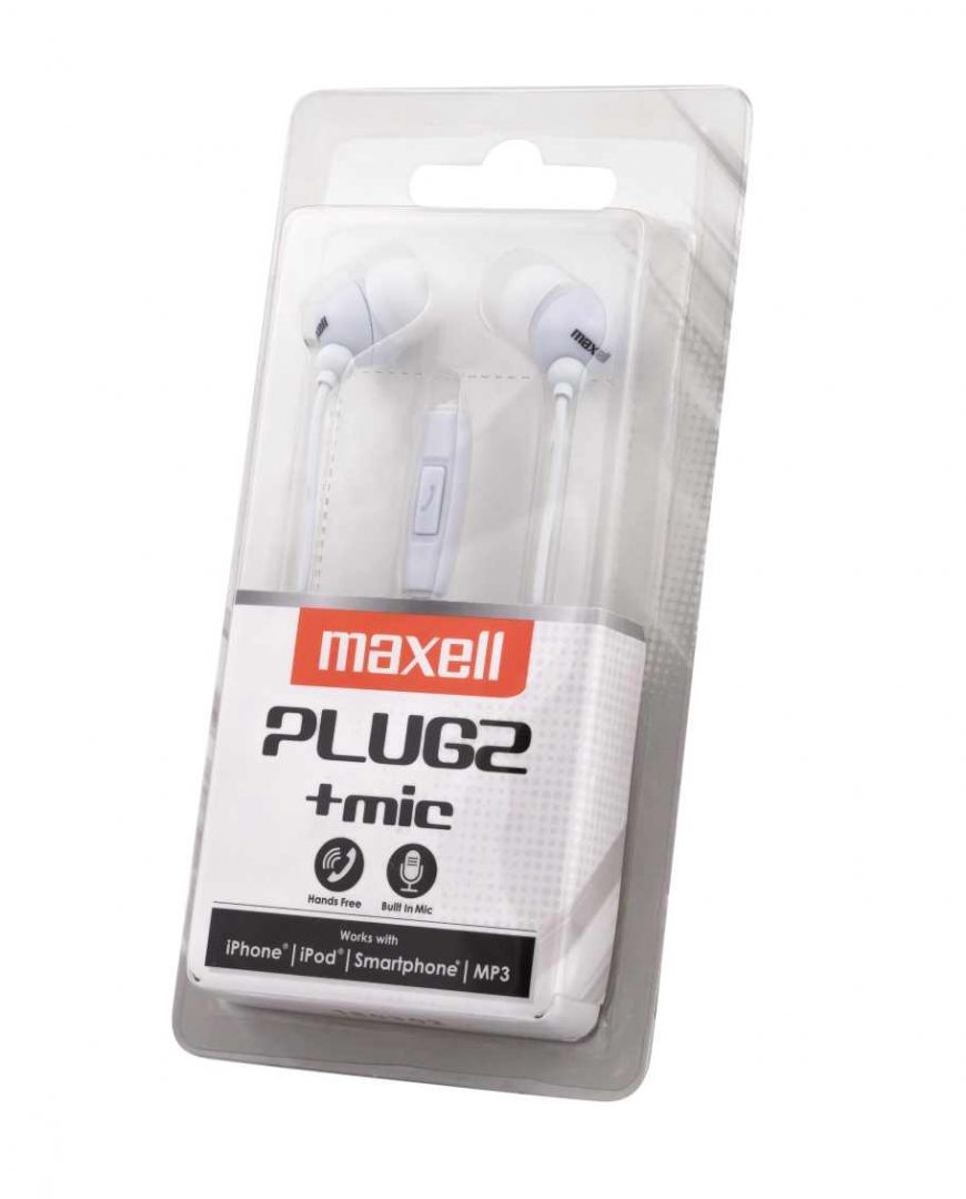 Maxell Plugz + mic Earphone White