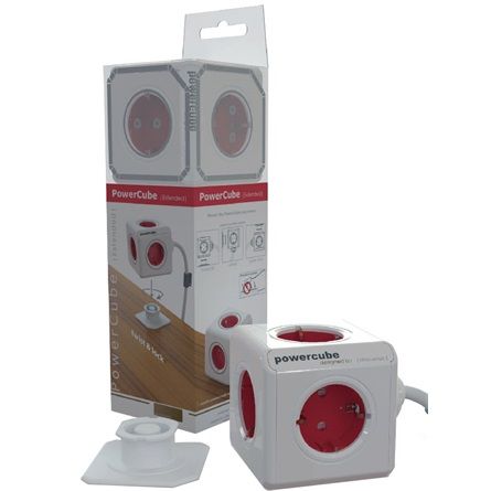 Allocacoc PowerCube Extended 1,5m White/Red