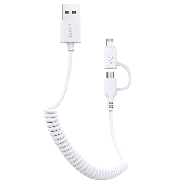 Awei CL-53 2 in 1 USB - micro USB/Lightning cable 1m White