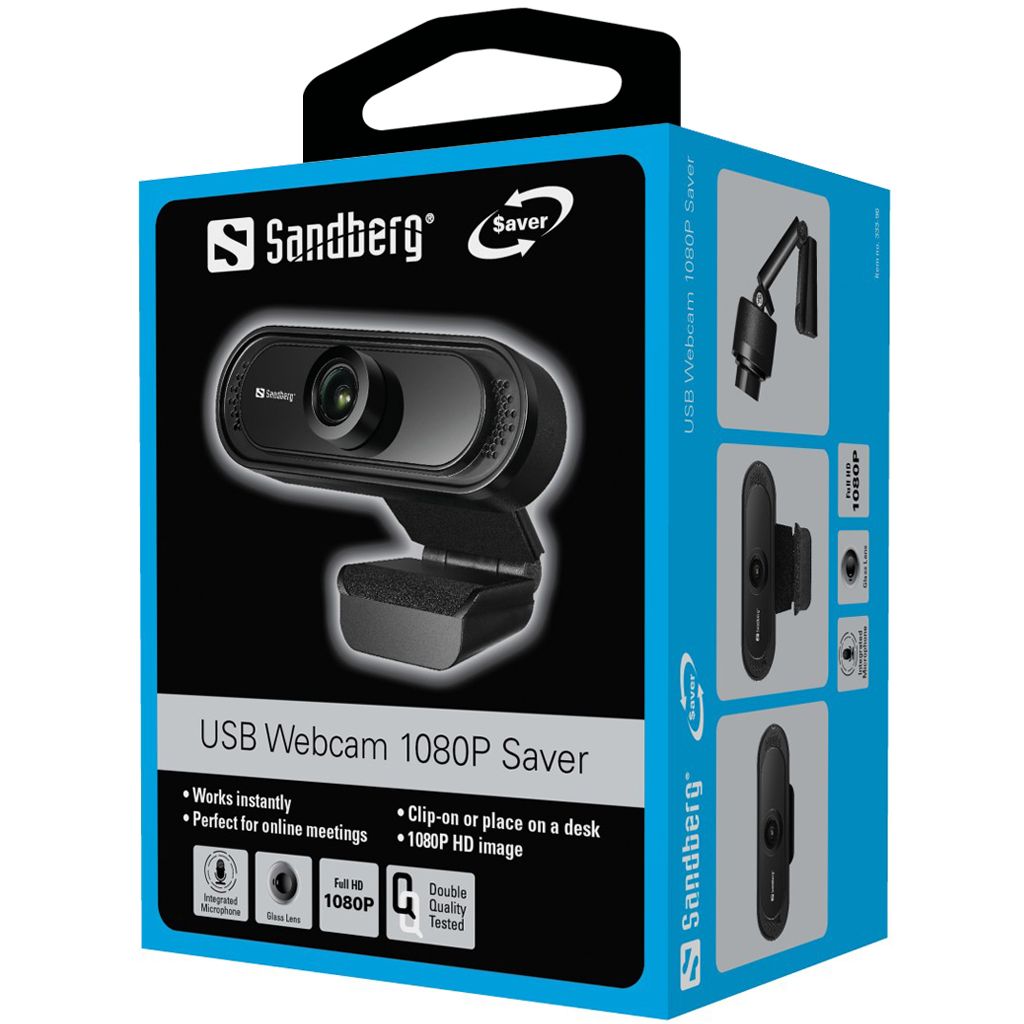 Sandberg USB Saver Webcam 1080P Full HD Black