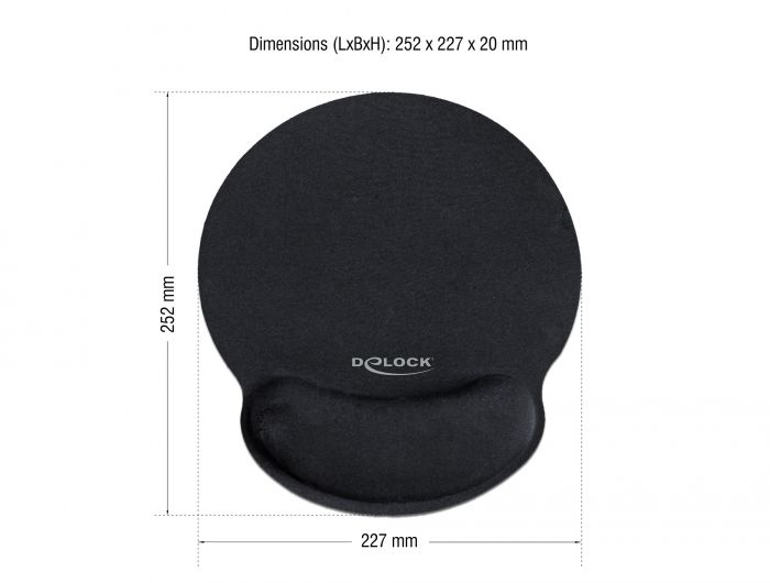 DeLock Ergonomic Mouse pad with Wrist Rest Black