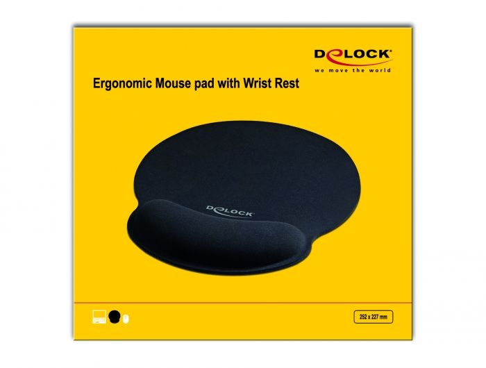 DeLock Ergonomic Mouse pad with Wrist Rest Black