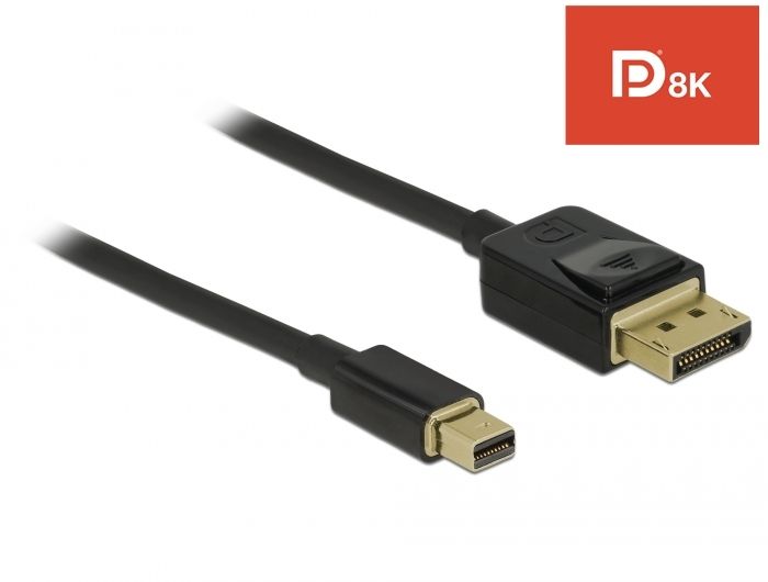 DeLock Mini DisplayPort to DisplayPort cable 8K 60 Hz 1m DP 8K certified