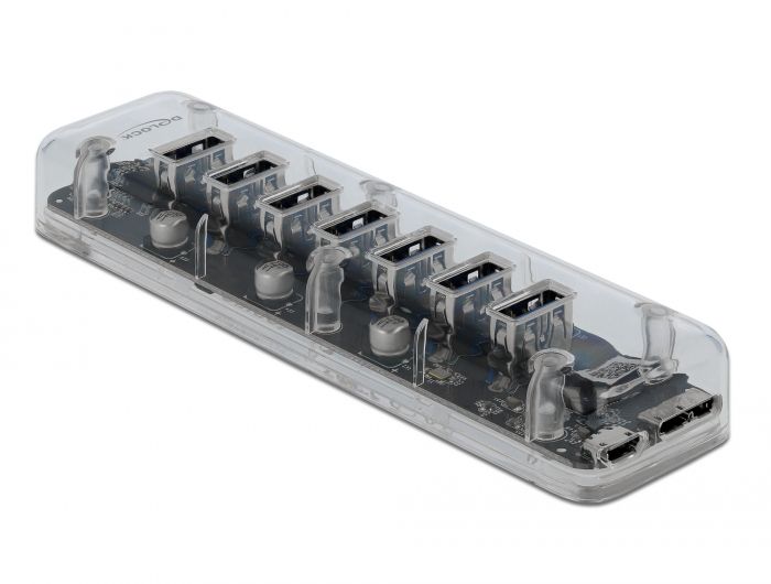 DeLock External USB 3.0 Hub with 7 Ports Transparent