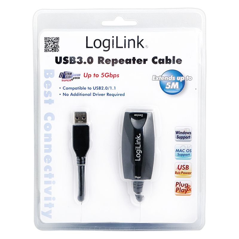 Logilink USB3.0 Repeater cable 5m Black