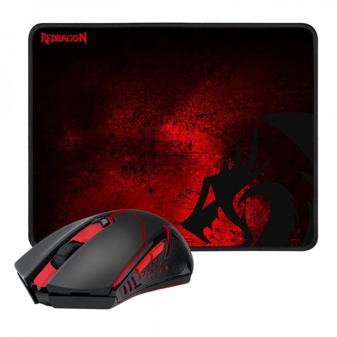 Redragon M601WL-BA Wireless Gaming Mouse and Mouse Pad Combo Black/Red