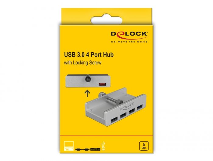 DeLock External USB 3.0 4 Port Hub with Locking Screw