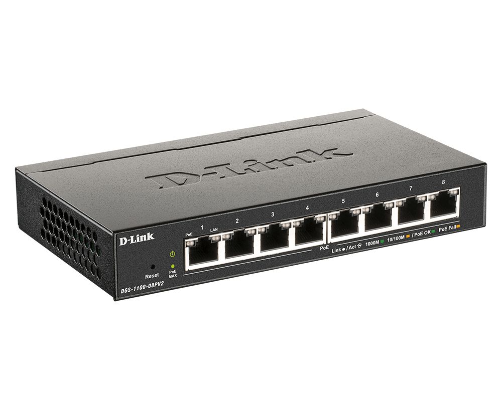 D-Link DGS-1100-08PV2 8-Port Gigabit PoE Smart Managed Switch