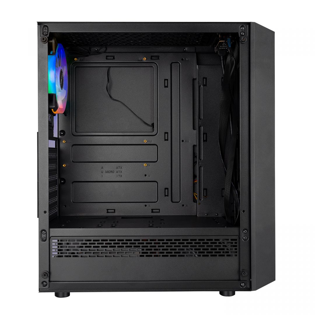 Rampage Everest Flat Mesh RGB Tempered Glass Black